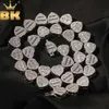 TBTK 12mm Baguettecz Heart Necklace Full banad ut kubisk zirkoniumlänk kedja smycken engagemang gåva för kvinnor