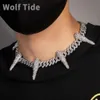 Wolf Tide Personalidade Hip Hop Spike Cuban Link Chain Colar Cor Prata Chunky Moda Criativa Big Heavy Rapper Joias Gemstone Bijoux Colares Para Homens Colar