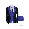 Mens Suits Blazers män 3 stycken skräddarsydd bästa man brudgummen smoking smal passform jacquard twocolor blazer jacka västbyxor kläder droppe Deliv Oteov