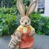 Lapin debout en paille artificielle 14 pouces avec carotte, décoration de jardin de maison, fournitures de fête à thème de pâques Cg001