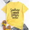 Dames T-shirts Zonsopgang Zonnebrand Zonsondergang Herhaal Shirt Grappige Familie Zomervakantie T-shirts Sassy Vrouwen Beach Party Tops Tees