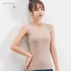 女性用TシャツスーパーソフトタンクサマーUネックセクシーなトップトップ接着剤シームレスショルダーストラップボトムシャツウルトラシンノースリーブレスレディースホワイトトップ2021 240323