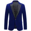 Blazer en velours pour hommes, veste à simple boutonnage, smoking de marié formel, robe de soirée de mariage, costume d'affaires décontracté, 240313