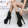 Botas Sexy Camurça Plataforma Tornozelo Botas de Toe Aberto de Fetish 20cm/8 polegadas Nightclub Stripper Moda Mulheres Mulheres Exóticas de Pólo Sapatos de Dança