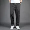 Menowe proste spodnie Spodnie swobodne Monochromatyczne rozmiary plus M6xl elastyczna talia 100% bawełniana dziewiąta 2024 240313