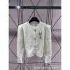 Cardigan tricoté artisanal froissé, poitrine, accessoires de travail lourds, tempérament à la mode, haut polyvalent, nouvelle collection 2024