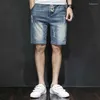 Pantaloncini da uomo Harem Jeans corti Coulisse Vita Lunghezza al ginocchio Fori Estate Denim Abbigliamento maschile Moda 2024