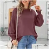 Kvinnor Hoodies Sweatshirts Bluuses Women Autumn Vintage Latern Sleeve Tops Female Retro Round Neck Shirt Ladies Elegant Fashion Casual Otsg4