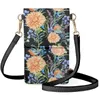 Sacs à bandoulière Coloranimal Colibri Fleurs Forêt Chrysanthème Peint Noir Sac De Messager Dames Mignon En Cuir Été Téléphone Occasionnel