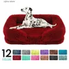 Hundehütten, Stifte, bequemes Plüsch-Hundesofa, quadratisches Bett, waschbar, warme Haustierunterlage, echtes Kunstfell, Memory-Schaum, Lounge, flauschig, mit abnehmbarem Bezug Y240322