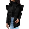 Women's Vests Mid Long Puffer Vest Ruffle Sleeve Fashion Sweaters For Women Lace Kimonos Womens Hooded Open Front Cardigan