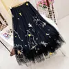 Skirts Guilantu Mesh Embroidery Floral Long Skirt Women Summer High Waisted A Lien Tulle Female Korean Style Casual Tennis