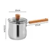 Pans Deep Frying Pot Cooking Tool Stainless Steel Multifunction With Wooden Handle For Party Dining Room Restaurant Camping Home