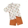 Clothing Sets Toddler Boy Gentleman Outfit Giraffe Print Short Sleeves Button Shirt And Shorts Set For Formal Wear