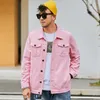 Plus storlek män denim jacka rosa lös mode casual jean coat manlig överdimensionerad enkel fast färg ytterkläder 6xl 7xl 8xl 240309