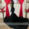 O Sexy Sheer Neck Long Prom Dress For Black Girls Beaded Birthday Party Gowns Plus Size Ruffles Mermaid Evening Dresses es