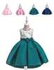 Beauty Green Blue Pink Red Jewel Flower Girl Dresses Girl's Birthday Dresses Girls Party Skirt Girl Everyday dress Kids' Party Wear SZ 2-4 D322136