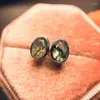 Stud Earrings Natural 5 7mm Green Moss Agate 925 Sterling Silver For Women Anniversary Unique Gift Healing Plant Jewelry