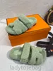 Designer her women's plush slippers fluffy fur luxury brand shoes warm indoor herr flip flops fashionable black casual wool lining