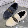 Sapatos casuais cinza mulheres apartamentos mocassins de cristal inverno quente peludo condução tamanho grande 42 alpercatas preto trepadeiras