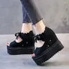 Casual Shoes European Wedges With High-heeled Sandals Muffin Thick-bottom Fish Mouth Internal Increase Women's Cool Boots