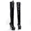 shoes Leecabe 15CM/6Inches Patent PU upper High Heel platform Boots Closed toe Pole Dance boot