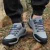 Casual Shoes Men Hiking Waterproof Leather Snow Boots Sneakers 2024 Outdoor Plush Lace-up Not Slip Climbing