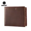 Brieftaschen Echtes Leder Männer Kurze Bifold Geld Clip Vintage Geldbörse Für Männliche Halter Kleine Kupplung Bargeld Taschen JYY975