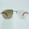 directe verkoop nieuwste high-end zonnebril met meekleurende glazen met snijdende lens 4189706-A houten stokjes met natuurlijk oranje patroon, maat: 58-18-135 mm