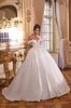 Chic Off Shoulder Sleeves Sweetheart A-Line Wedding Dress Bling Tulle Beaded Pearls crystals Appliques princess Bridal Gowns embroidered With Court Train