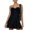 Casual Dresses Women's Strapless Dress Cut Out Twist Knot Front Tube Mini Bodycon Sleeveless A-Line Backless Clubwear