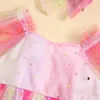 Girl Dresses Born Baby Romper Dress Mesh Puff Sleeve Bodysuit Tutu Skirted With Headband Birthday Cake Smash Party