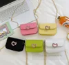 Girls love heart buckle handbags children candy color PU leather crossbody bag kids metals chain one-shoulder bags Z7288