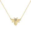 Цепочки Корейская версия Женское ожерелье из стерлингового серебра S925 с маленькой инкрустацией цирконом в форме пчелы Простое и модное