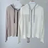 Cardigan tricoté en lin et soie mélangée pour femme, tricot, veste à capuche, fermeture éclair, tissage en résille, début du printemps, 2024