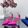 Jurk Schoenen 2024 Voor Vrouwen Luxe Ontwerpers Slingback T-Strap Kristal Sandalen Mujer Dikke Hoge Hak Banket Pompen Bruids Bruiloft