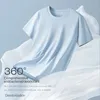 T-Shirt aus merzerisierter Pima-Baumwolle, kurzärmelig, ohne Etikett, mittelschwer, Rundhalsausschnitt, T-Shirts, Basic, weiß, einfarbig, Fitnessmarke 240313