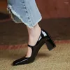 Модельные туфли Rimocy Pearl, лакированные кожаные туфли на высоком каблуке, женские туфли Мэри Джейн, весна 2024, элегантные женские туфли-лодочки с квадратным носком, красные офисные женские туфли