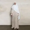 Vêtements ethniques Caftan Abaya Femmes Robes 2024 Printemps / Été Arabe Musulman Femme Mode Couleur Solide Manches À Bulles Lâche Robe Robe Robe