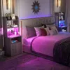 Wysokie stacja ładowania i światło LED -47 cala (około 119,4 centymetra) Wysokie przy łóżku regulowane półki, przemysłowy stół boczny z szafką do przechowywania,