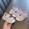 Kids Shoes 2024 Summer New Girls Sandals Little Girls Beach Shoes Princess Sandals Soft Soled Baby Cartoon Walking Sandals Size 21-32