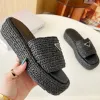 Woven Designer slides Sandals Luxury Sandals Women's Slip On Gold Buckle Slip On Black Brown Pool Women's Casual Sandals Size 35-42