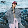 Semir Denim Jacket Women Letter Love Retro Style Old Street 2023 Spring Loose Jacket Cool 240311