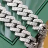 HOT SALE 2ROWS 13mm-20mm Bredd Kubansk kedja Fina smycken 925 Solid Silver GRA Moissanite Cuban Link Chain Hip Hop Necklace