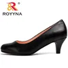 Royyna Spring Autumn Styles Pumps Kobiety Duża rozmiar moda seksowna okrągła palca słodkie kolorowe miękkie buty dla kobiet 240307