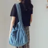 Omuz çantaları Koreli tuval crossbody kadın çantası denim moda kız öğrencileri messenger kitabı kadın için 2024 trend büyük el çantaları
