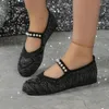 Scarpe casual Donna Appartamenti Mesh String Bead Moda Abito da passeggio Sandali Mocassini di marca Zapatillas Mujer 2024