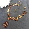Ciondoli KKGEM 9x11mm Oro Perla di riso 16mm Vetro di Murano Acqua dolce Collana con perle di occhio di tigre Gioielli da donna