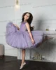 Mode lavande fleur fille Robe Oneck Robe de Bal bébé robes de fête d'anniversaire Tulle courte danse Robe de Bal 240312