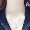 Pendants Plated 14K Rose Gold In Red Gem Necklace Pendant Light Luxury Style Exquisite Wedding Jewelry For Women